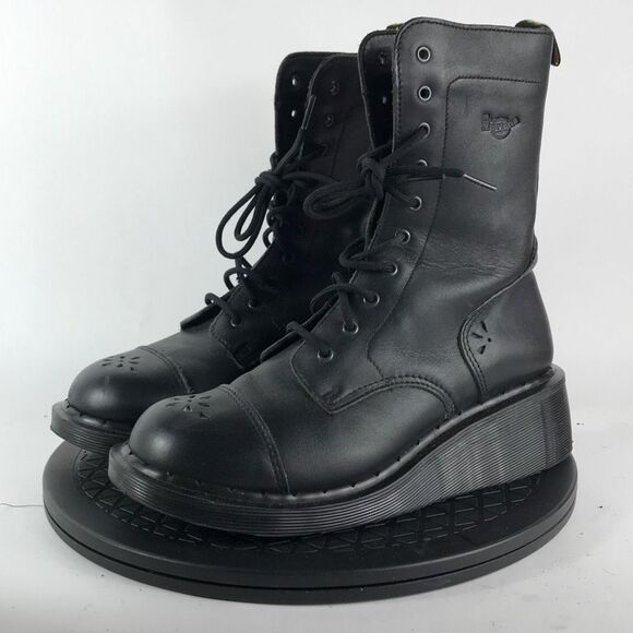 Dr. Martens Shoes - Dr. Martens MIE Daisy Y2K Cap Toe Wedge 10-Eye Black Boots Women’s Size 5